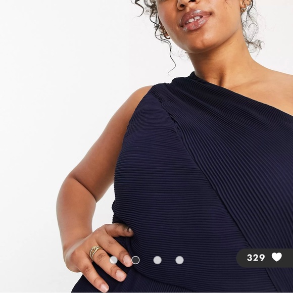 ASOS YAURA Plus Size (US16) One Shoulder Maxi Dress Navy - Picture 2 of 9